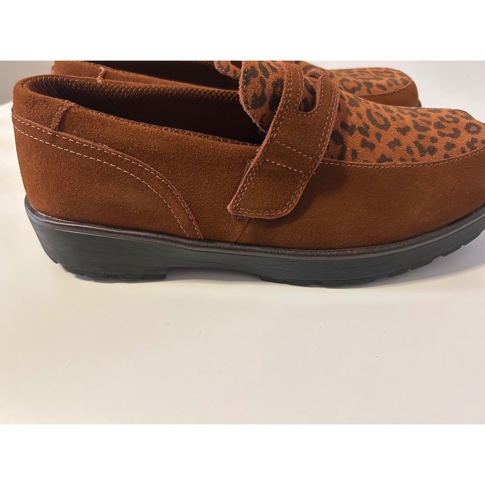 Orthofeet Womens 11 X-Wide Leopard Print Leather Penny Loafers Brown Used - Picture 11 of 15